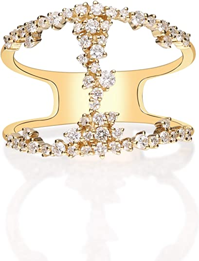Gin & Grace 14K Yellow Gold Diamond (SI1) Statement Ring (Size 7) for Women Jewelry Gifts