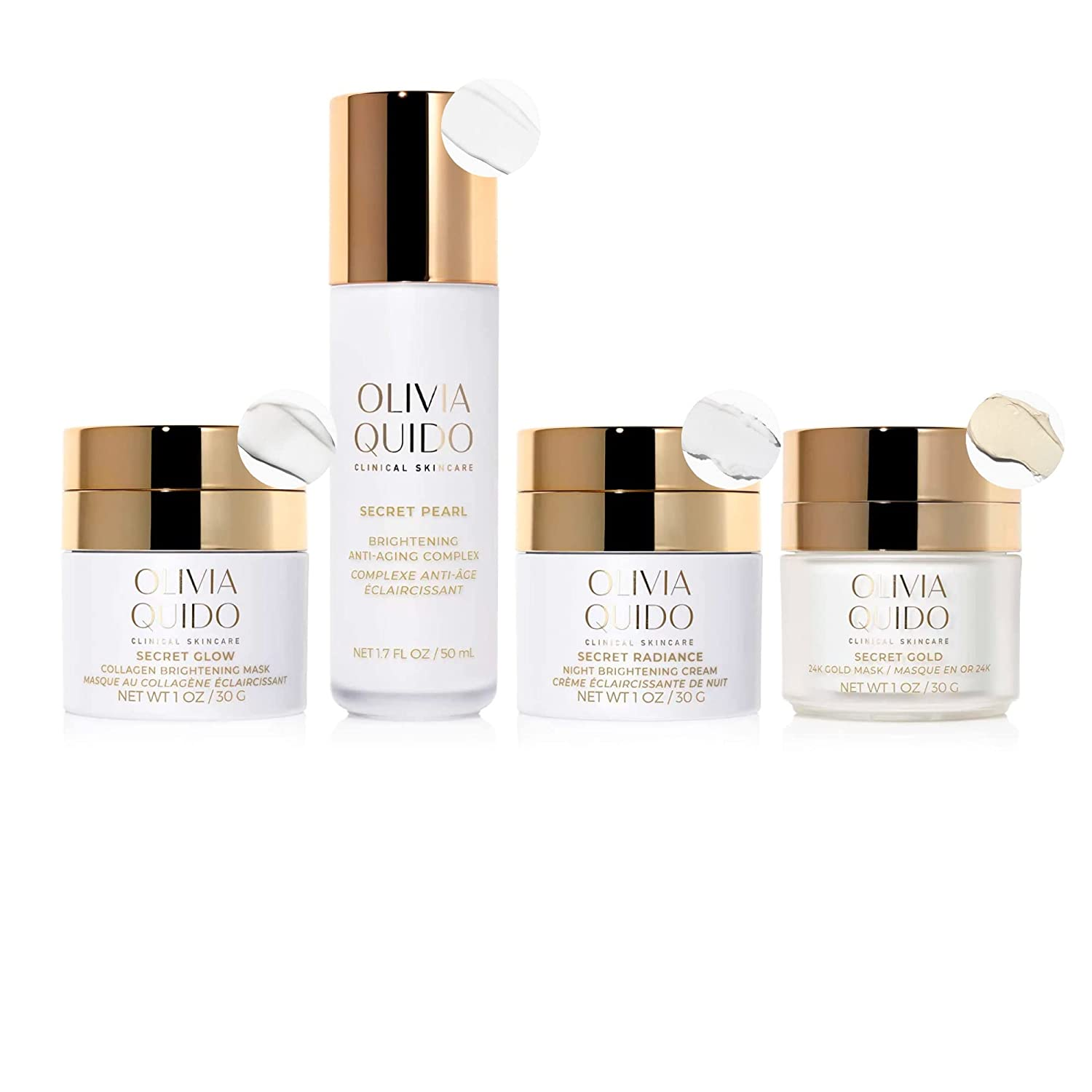OLIVIA QUIDO Clinical Skin Care Secret Collection | Secret Gold Bundle with Secret Glow, Secret Pearl & Secret Radiance | Anti-Aging and Tone Balancing Beauty Regimen Fights Dark Spots & Pigmentation